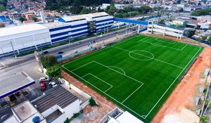 Preview wallpaper football field, football, field, aerial view