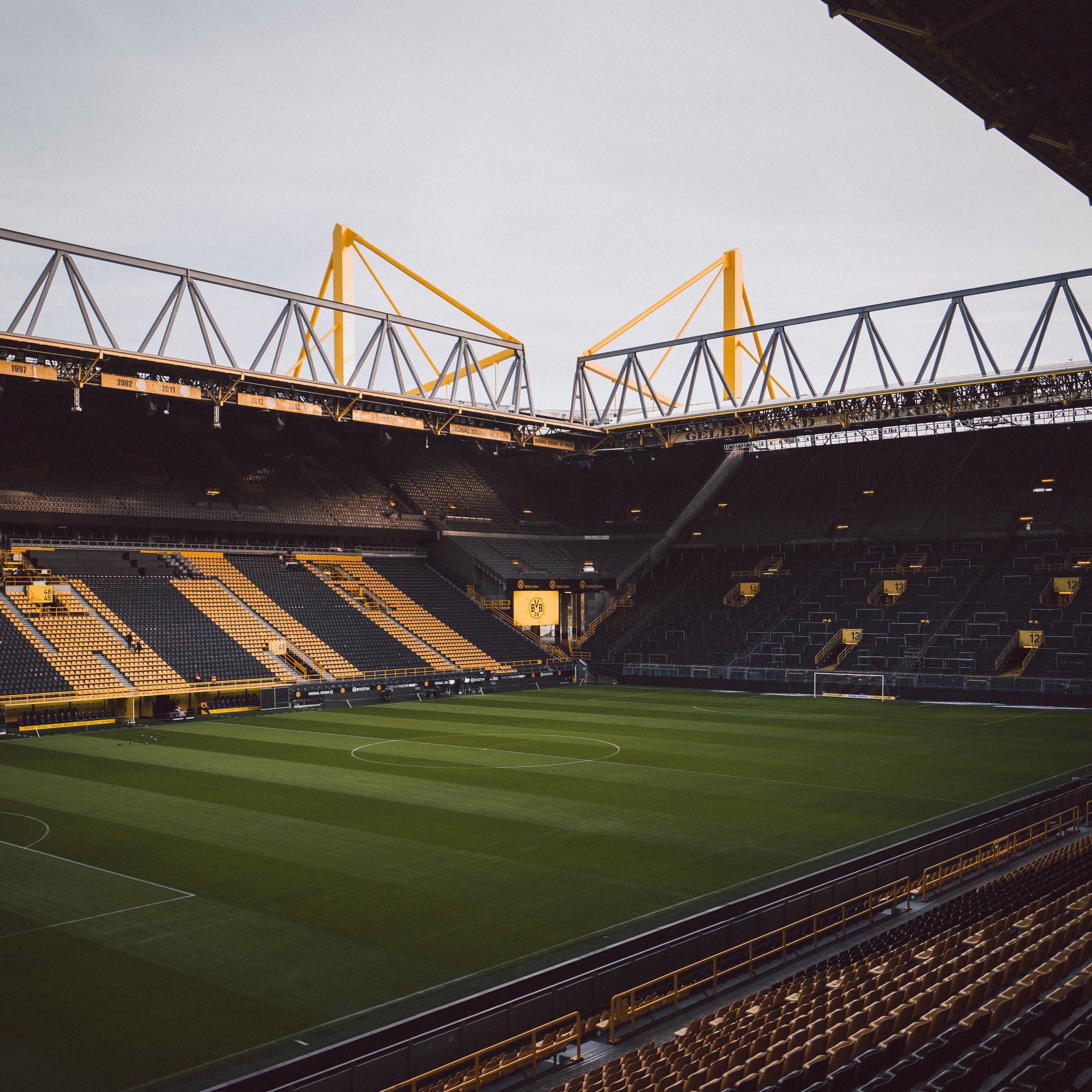 2780x2780 Wallpaper football field, lawn, stands, football