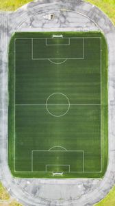 Preview wallpaper football field, marking, football, aerial view, green