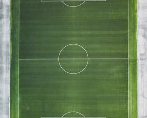 Preview wallpaper football field, marking, football, aerial view, green