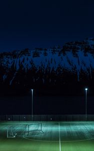 Preview wallpaper football field, night, lawn, playground