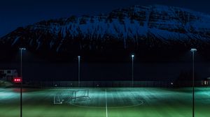 Preview wallpaper football field, night, lawn, playground