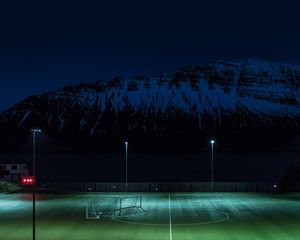 Preview wallpaper football field, night, lawn, playground