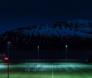 Preview wallpaper football field, night, lawn, playground