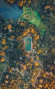 Preview wallpaper football field, playground, aerial view, height, view, overview