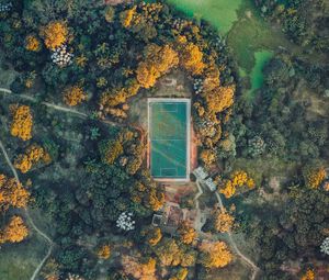Preview wallpaper football field, playground, aerial view, height, view, overview