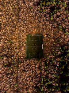 Preview wallpaper football field, playground, aerial view, trees, overview