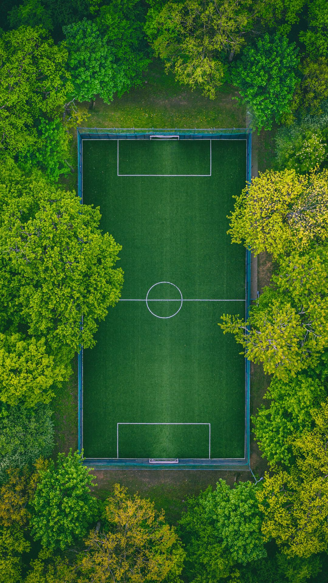 Download wallpaper 1080x1920 football field, aerial view, trees ...