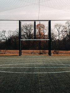 Preview wallpaper football pitch, football, playground, lawn, fencing