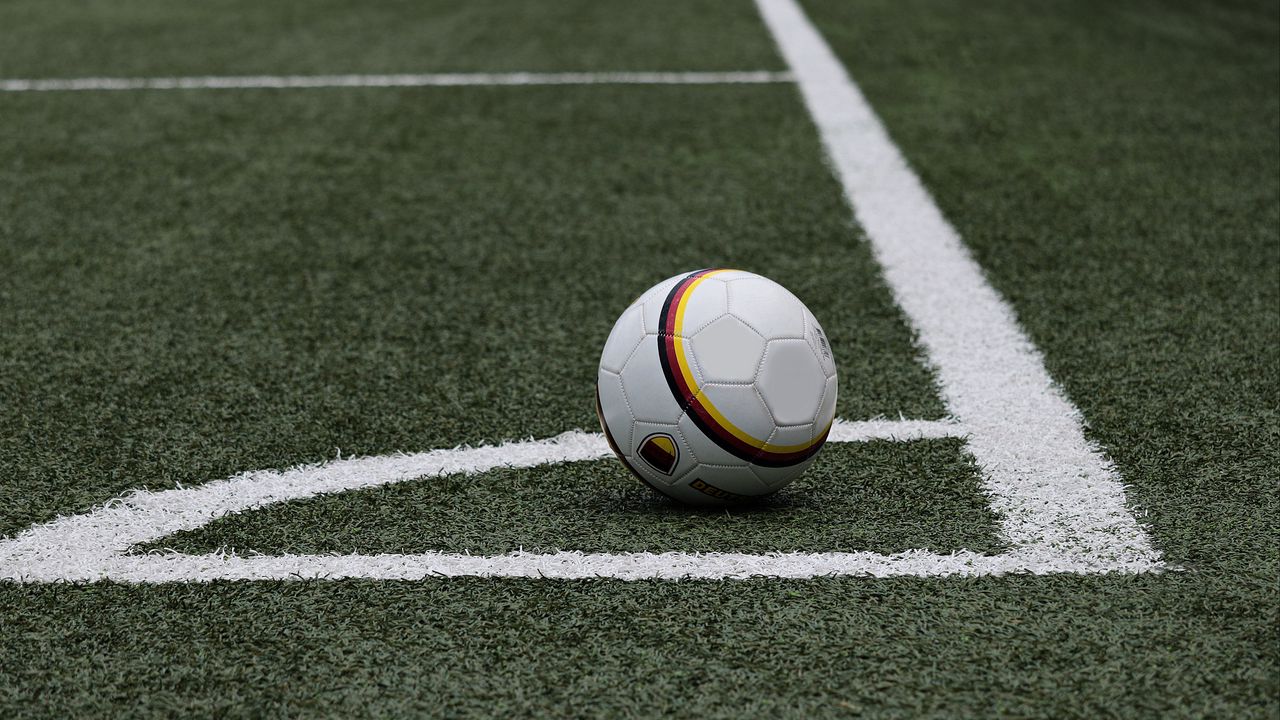 Wallpaper football, soccer ball, lawn, marking