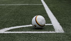 Preview wallpaper football, soccer ball, lawn, marking