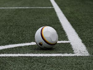 Preview wallpaper football, soccer ball, lawn, marking