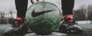 Preview wallpaper footballball, ball, football, football player, lawn