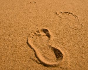 Preview wallpaper footprints, sand, beach, horizon