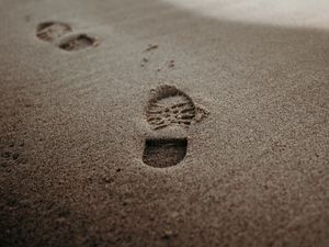 Preview wallpaper footprints, sand, beach, coast