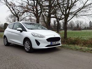 Preview wallpaper ford, car, white, road, trees