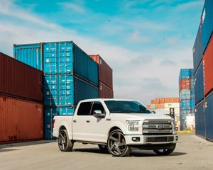 Preview wallpaper ford f150, ford, car, suv, white, front view