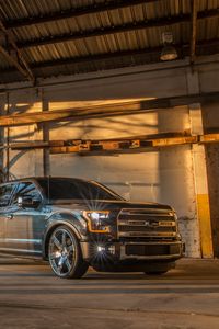 Preview wallpaper ford f150, ford, car, suv, black, front view