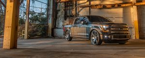 Preview wallpaper ford f150, ford, car, suv, black, front view