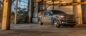 Preview wallpaper ford f150, ford, car, suv, black, front view