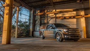 Preview wallpaper ford f150, ford, car, suv, black, front view