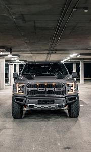 Preview wallpaper ford f-150, ford, vehicle, suv, gray, front view