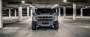 Preview wallpaper ford f-150, ford, vehicle, suv, gray, front view