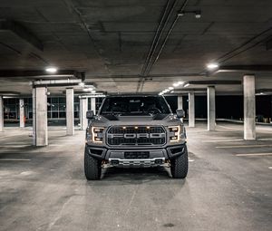 Preview wallpaper ford f-150, ford, vehicle, suv, gray, front view