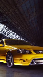 Preview wallpaper ford falcon, fpv, f6, yellow, side view