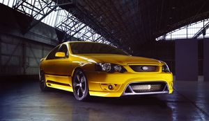 Preview wallpaper ford falcon, fpv, f6, yellow, side view