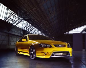 Preview wallpaper ford falcon, fpv, f6, yellow, side view