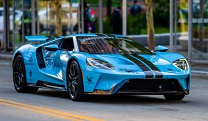 Preview wallpaper ford gt, car, sports car, blue