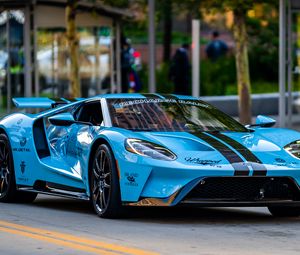 Preview wallpaper ford gt, car, sports car, blue