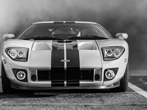 Preview wallpaper ford gt, ford, bw, lights