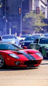 Preview wallpaper ford gt, ford, car, sports car, red, road