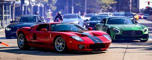 Preview wallpaper ford gt, ford, car, sports car, red, road