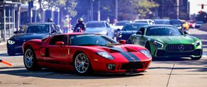 Preview wallpaper ford gt, ford, car, sports car, red, road