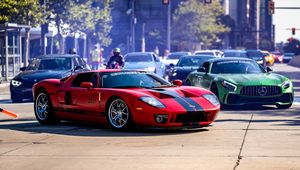 Preview wallpaper ford gt, ford, car, sports car, red, road