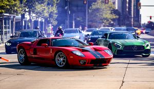 Preview wallpaper ford gt, ford, car, sports car, red, road