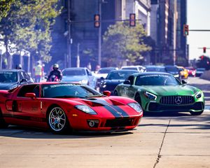 Preview wallpaper ford gt, ford, car, sports car, red, road