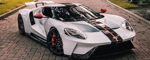 Preview wallpaper ford gt, ford, sportscar, white, side view