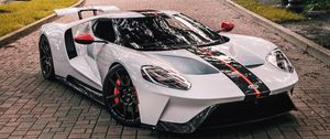 Preview wallpaper ford gt, ford, sportscar, white, side view