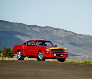 Preview wallpaper ford mustang, 1965, red, side view