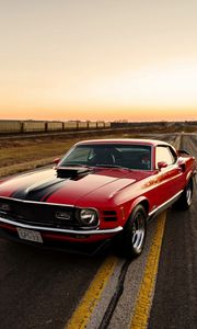 Preview wallpaper ford, mustang, 1970, red, side view