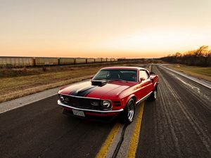 Preview wallpaper ford, mustang, 1970, red, side view