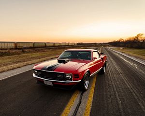 Preview wallpaper ford, mustang, 1970, red, side view