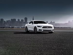 Preview wallpaper ford, mustang, 2015, vossen, white, side view