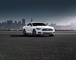 Preview wallpaper ford, mustang, 2015, vossen, white, side view