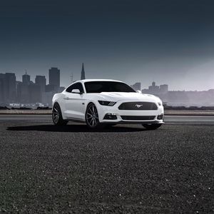 Preview wallpaper ford, mustang, 2015, vossen, white, side view
