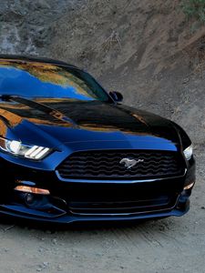 Preview wallpaper ford, mustang, black, front view, sports